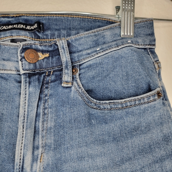 Calvin Klein Jeans Pants Short Crop Size 25 Blue Womens Denim High Rise Straight - Picture 6 of 9